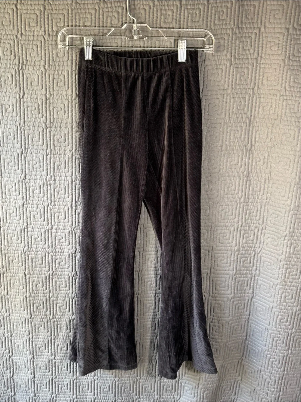 Wonder Nation Girls Grey Velour Corduroy Flare Pants Elastic Waist Size M 7 8